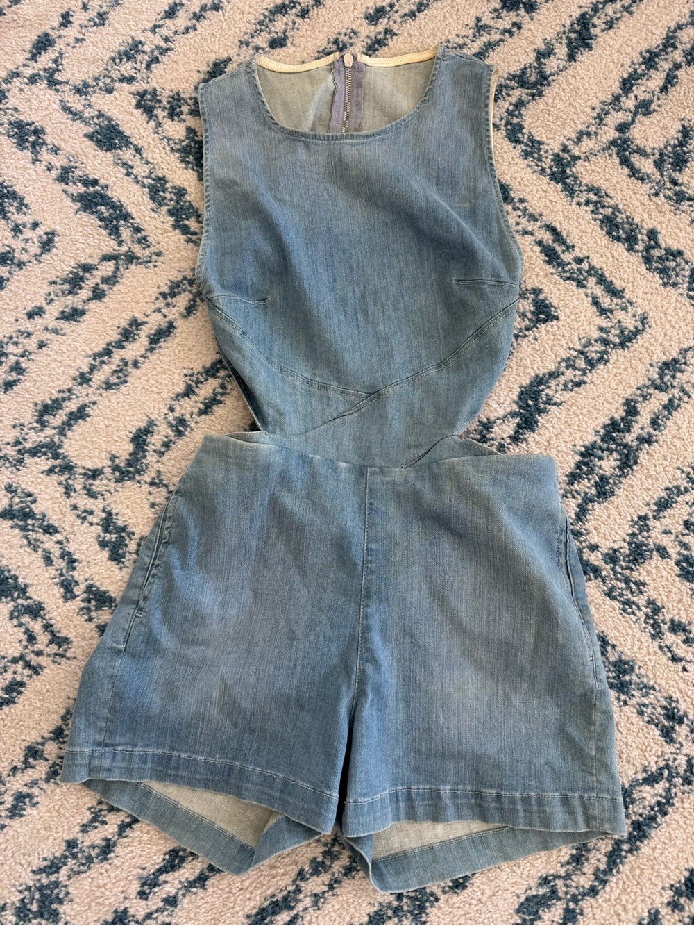 3x1 Light Blue Denim Cutout Romper with NYC Tag CUTE